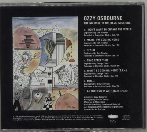 Ozzy Osbourne The No More Tears Demo Sessions US Promo CD